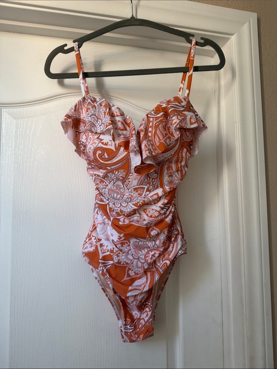 Cupshe Other - Cupshe Orange Paisley Ruched One-Piece Swimsuit